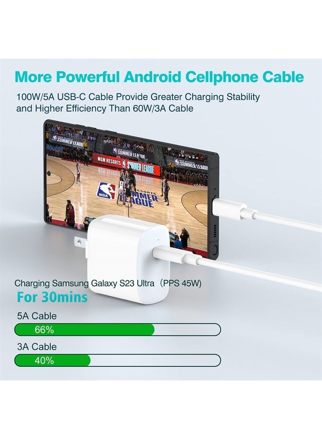 IFEART كابل USB C إلى USB C 100 واط بطول 6.6 قدم لجهاز MacBook Pro 16 15 14 13 بوصة، M1 M2 MacBook Air، iPad Pro 12.9 11 بوصة، iPad Air 5 4، Mini 6، Samsung Galaxy S23 S22 Ultra، كابل شحن سريع للغاية من نوع USB-C PPS - Image 3