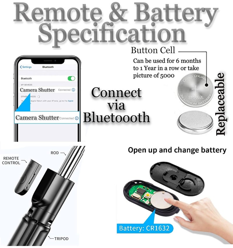 SUBTON BASICS Selfie Stick with Wireless Bluetooth Selfie Remote & 1meter Wired Collar Mic|Compatible with All Smartphones for YouTube Vlogging Reels Shots Photo Shoot(1 Meter Selfie Stick + Mic) - Image 3