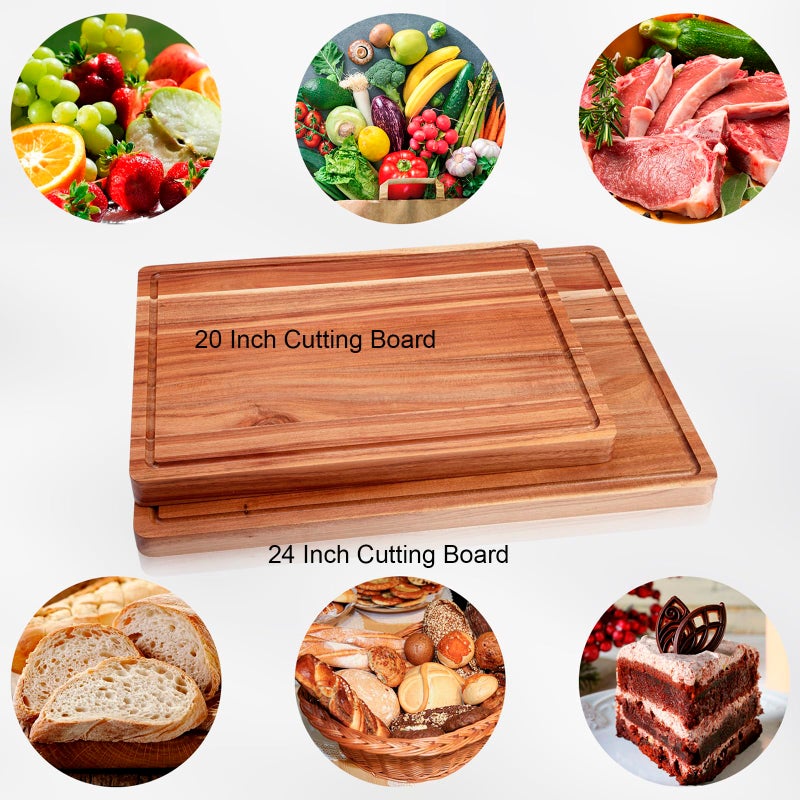 GAOMON 24 x 18 In Acacia Cutting Boardfor Kitchen, XXL Extra Large Charcuterie Cheese Platter Serving Tray, Food Prep and Serving Boards, Chopping Boards for Meal Vegetables and Cheese - Image 4