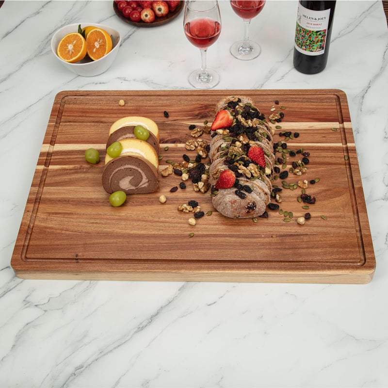 GAOMON 24 x 18 In Acacia Cutting Boardfor Kitchen, XXL Extra Large Charcuterie Cheese Platter Serving Tray, Food Prep and Serving Boards, Chopping Boards for Meal Vegetables and Cheese - Image 2