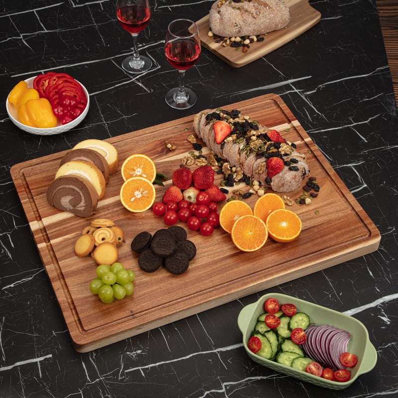 GAOMON 24 x 18 In Acacia Cutting Boardfor Kitchen, XXL Extra Large Charcuterie Cheese Platter Serving Tray, Food Prep and Serving Boards, Chopping Boards for Meal Vegetables and Cheese - Image 3