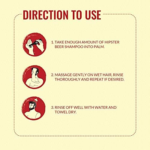 Hipster Beer Shampoo Damage Hair Repair 250ml | For Men and Women | Strong and Smooth Hair | No Alcohol, No Paraben | Yogurt Whey Protein, Soya Protein, Jojoba Extracts | Made In India (Pack of 1) - Image 5