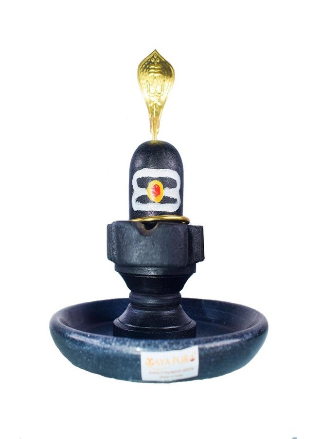 MAYAPURI Original Black Stone Shivling with Abhishek Plate Combo Set | Shiva Lingam for Daily Pooja (2 inches) - Image 1