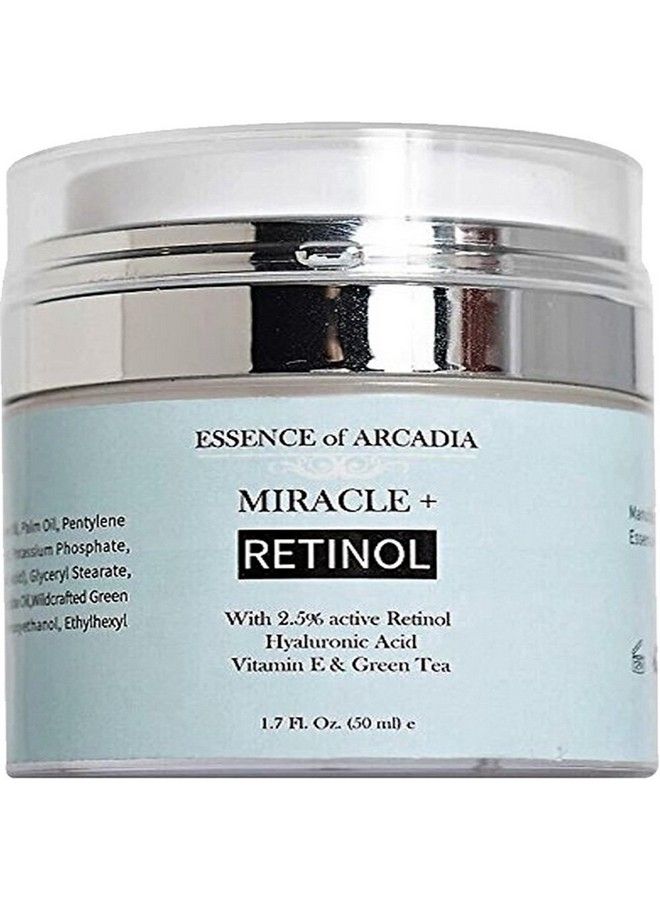 essence of arcadia كريم مرطب ريتينول عالي القوة للوجه ومنطقة العين معجزة بلس 25% ريتينول حمض الهيالورونيك فيتامين E شاي أخضر تركيبة مضادة للشيخوخة تقلل التجاعيد والخطوط الدقيقة والبقع نهارًا وليلاً - Image 2