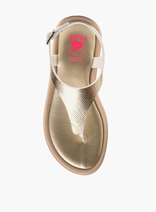 Pablosky Girls Textured Sandals With Buckle Closure - Image 4