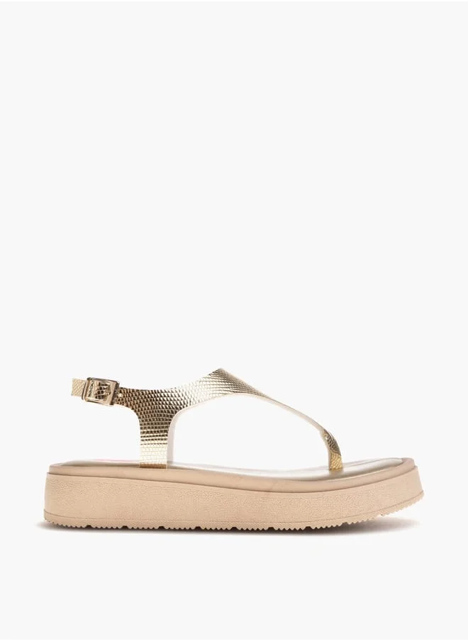 بابلوسكي Girls Textured Sandals With Buckle Closure