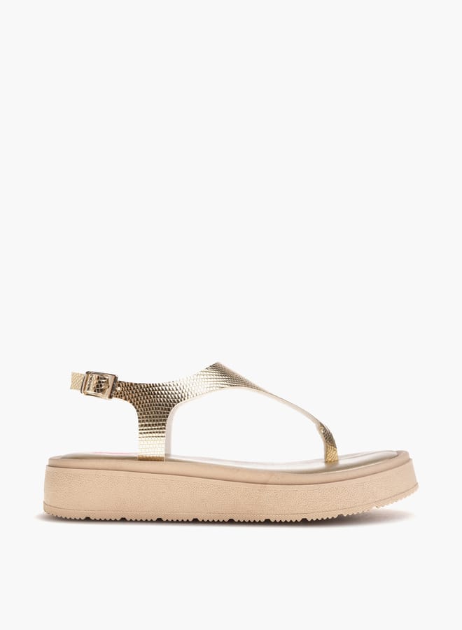 Pablosky Girls Textured Sandals With Buckle Closure - Image 1