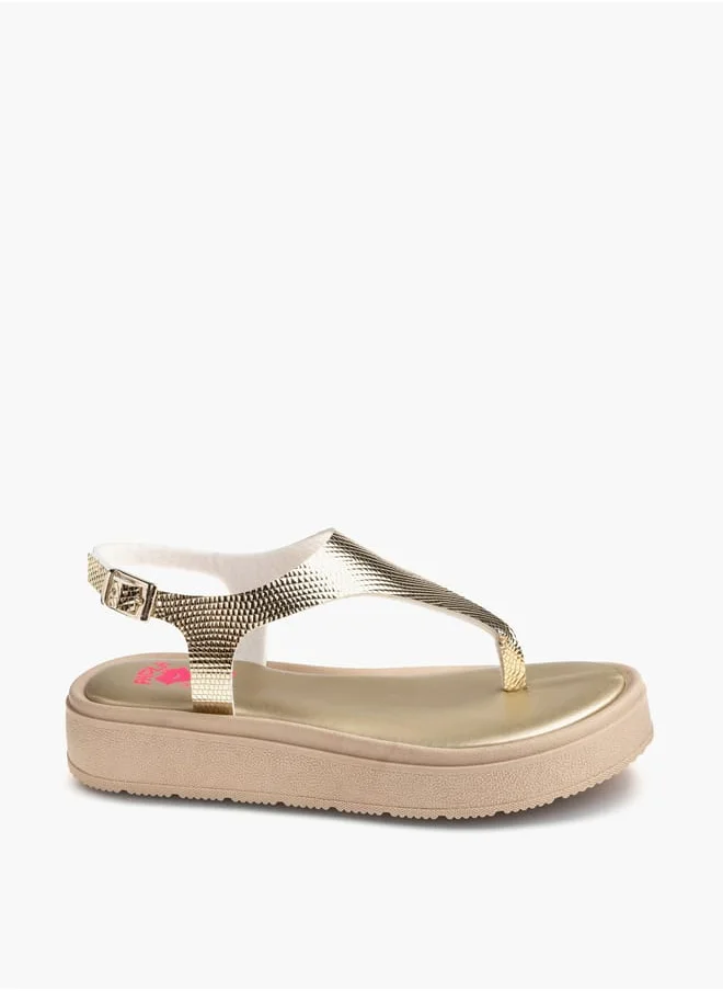 بابلوسكي Girls Textured Sandals With Buckle Closure