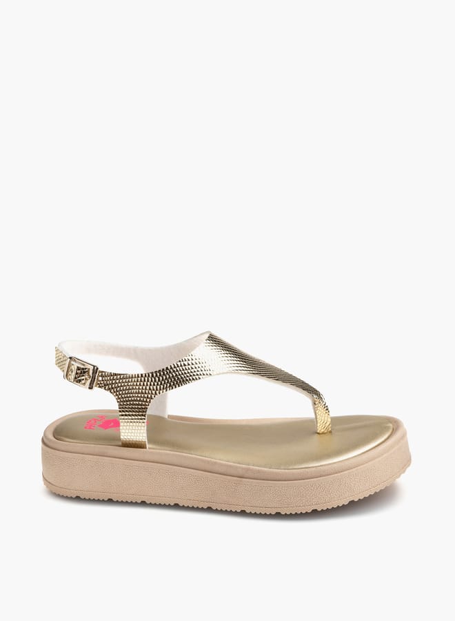 Pablosky Girls Textured Sandals With Buckle Closure - Image 2