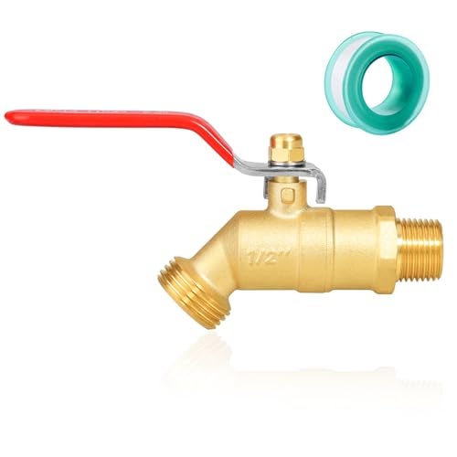 SIGURANTA 1/2" NPT × 3/4" GHT Brass Outdoor Spigot - 1/4-Turn Heavy-Duty Sillcock Hose Bibb, Patio Sillcock for Garden Hose/Car Washing, Ideal as Garden Faucet（Long Handle + Leak-Proof Tape） - Image 1