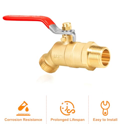SIGURANTA 1/2" NPT × 3/4" GHT Brass Outdoor Spigot - 1/4-Turn Heavy-Duty Sillcock Hose Bibb, Patio Sillcock for Garden Hose/Car Washing, Ideal as Garden Faucet（Long Handle + Leak-Proof Tape） - Image 5