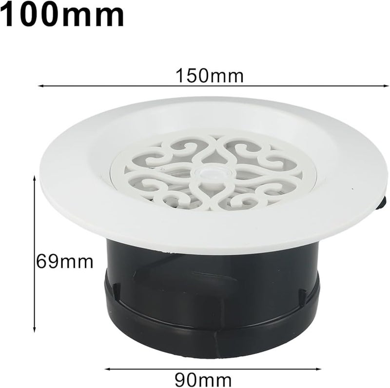 شبكة تهوية قابلة للتعديل من مادة ABS مع شاشة للذباب للسقف أو الحائط 100 مم أبيض - Image 5