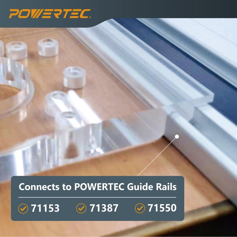 POWERTEC Guide Rail Adapter for Fixed Base Trim Routers. Fits Fixed Base DeWalt, Makita & Milwaukee. Connects to WEN, Makita & Milwaukee Guide Rails & 71550, 71153, 71387 (71921) - Image 3