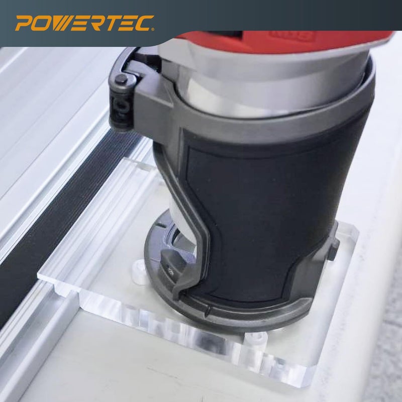 POWERTEC Guide Rail Adapter for Fixed Base Trim Routers. Fits Fixed Base DeWalt, Makita & Milwaukee. Connects to WEN, Makita & Milwaukee Guide Rails & 71550, 71153, 71387 (71921) - Image 2