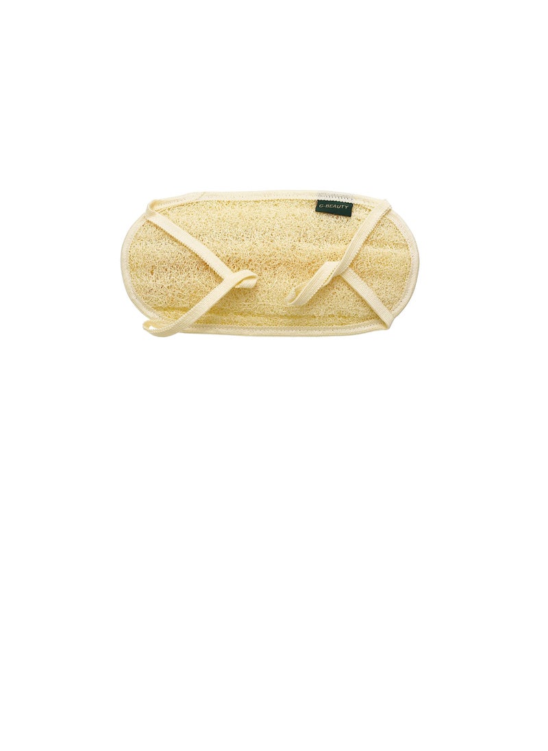 G-BEAUTY G-Beauty GBY-016 Natural Oval Double Face Massage Loofah With Fabric Handle For Bath Spa and Shower - Beige  - Image 1
