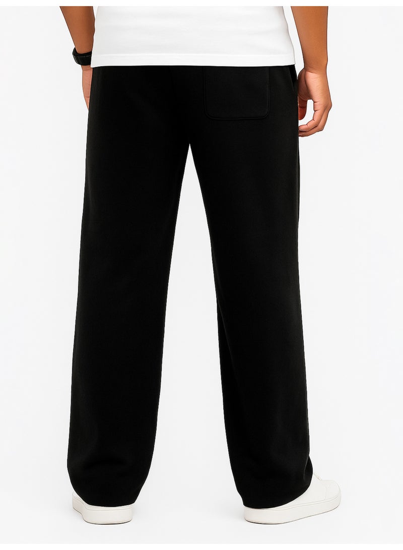 Maniac Maniac Mens CrossCut Panel Black, White and Light Grey Cotton Baggy Trackpant  - Image 4