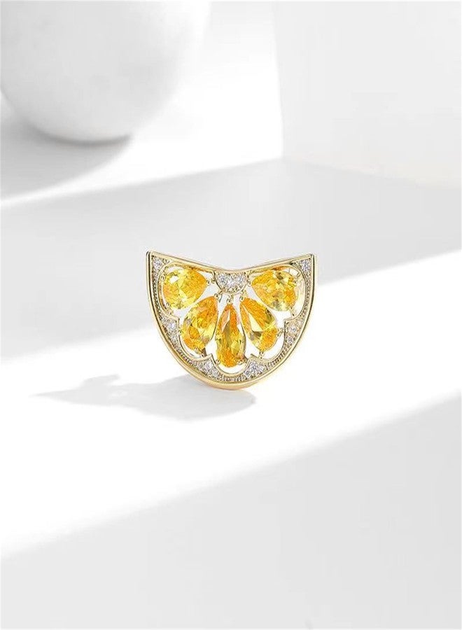 RLHRNDE Cute Lemon Brooch Pin for Women Rhinestone Fruit Little Brooch Sparkling Crystal Strawberry Cherry Enamel Pin Christmas Birthday Art Deco Jewelry Gifts (Lemon Slice) - Image 3