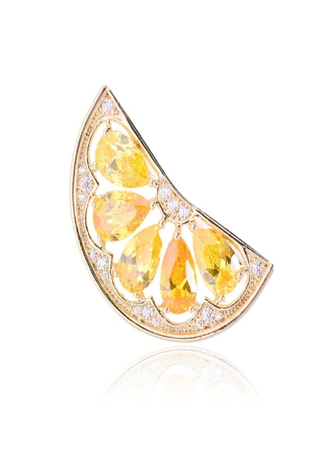 RLHRNDE Cute Lemon Brooch Pin for Women Rhinestone Fruit Little Brooch Sparkling Crystal Strawberry Cherry Enamel Pin Christmas Birthday Art Deco Jewelry Gifts (Lemon Slice) - Image 1
