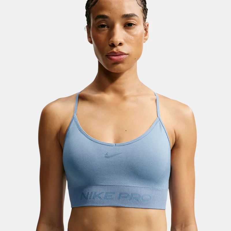 Nike Blue Women's Pro Seamless Dri-FIT Light-Support Padded Training Sports Bra for Women | Best Price UAE