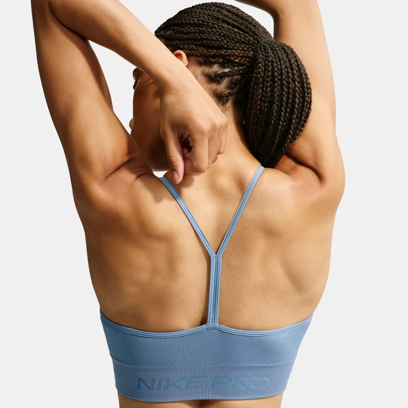 Nike Blue Women's Pro Seamless Dri-FIT Light-Support Padded Training Sports Bra for Women | Best Price UAE
