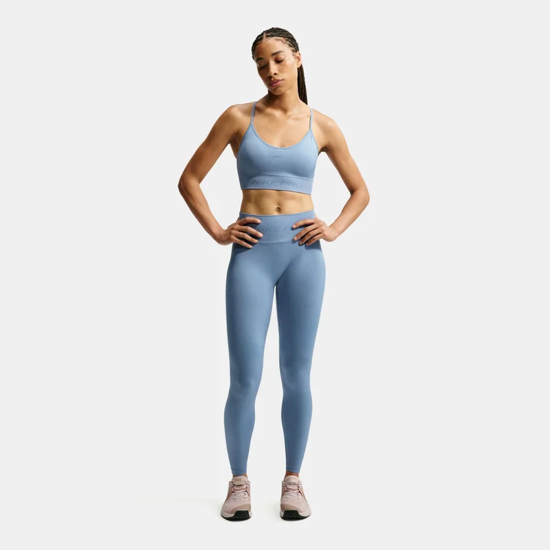 Nike Blue Women's Pro Seamless Dri-FIT Light-Support Padded Training Sports Bra for Women | Best Price UAE