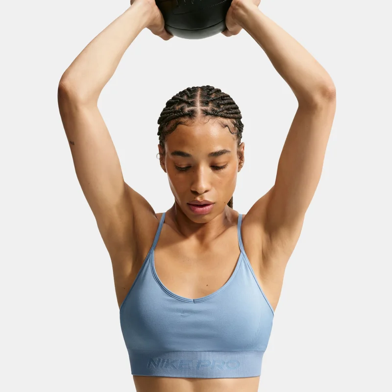 Nike Blue Women's Pro Seamless Dri-FIT Light-Support Padded Training Sports Bra for Women | Best Price UAE
