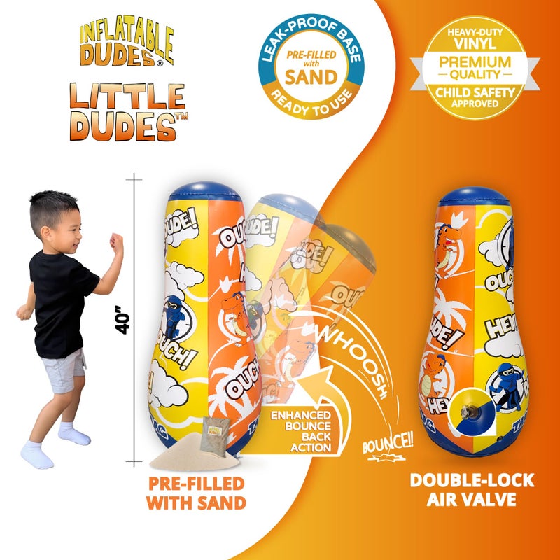 INFLATABLE DUDES Target Bag - Double-Sided - Ninja Dinosaur 40 Inches - Kids Punching Bag | Already Filled with Sand| Bop Bag | Inflatable Bopper | Punching Bag for Kids- (Little Dudes Rex and Nobi) - Image 3