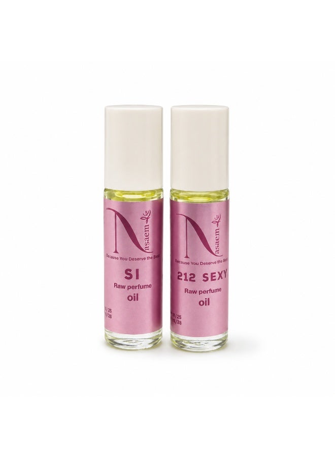 Nasaem SI & 212 Sexy Raw Perfume Oil Roll-On Set – 2 Pieces - Image 1