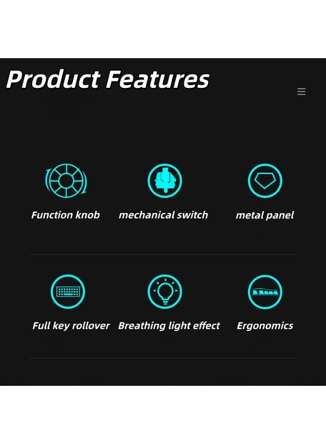 لوحة مفاتيح ميكانيكية للألعاب مع سماعات ومسطرة، كابل USB، لوحة مفاتيح LED إргونوميكية مع مفاتيح ماكرو، مناسبة لأجهزة الكمبيوتر الشخصية - Image 4