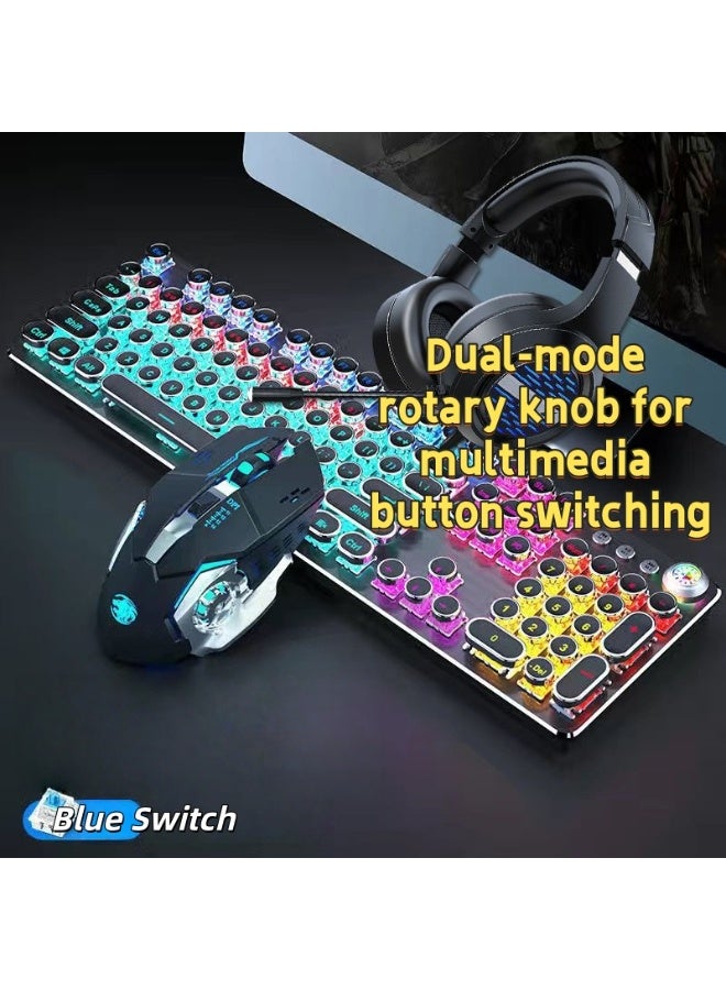 لوحة مفاتيح ميكانيكية للألعاب مع سماعات ومسطرة، كابل USB، لوحة مفاتيح LED إргونوميكية مع مفاتيح ماكرو، مناسبة لأجهزة الكمبيوتر الشخصية - Image 1