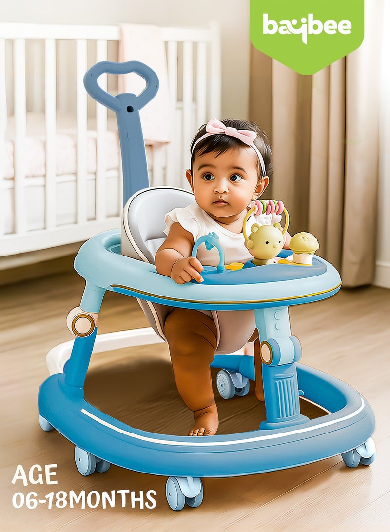 BAYBEE 2 in 1 Petalia Pro Baby Walker for Kids, Foldable Kids Walker with 5 Height Adjustable, Parental Push Handle & Musical Toy Bar | Kids Activity Walker for Toddlers | Push Walker for Baby Boy Girl 6 to 18 Months Green - Image 3