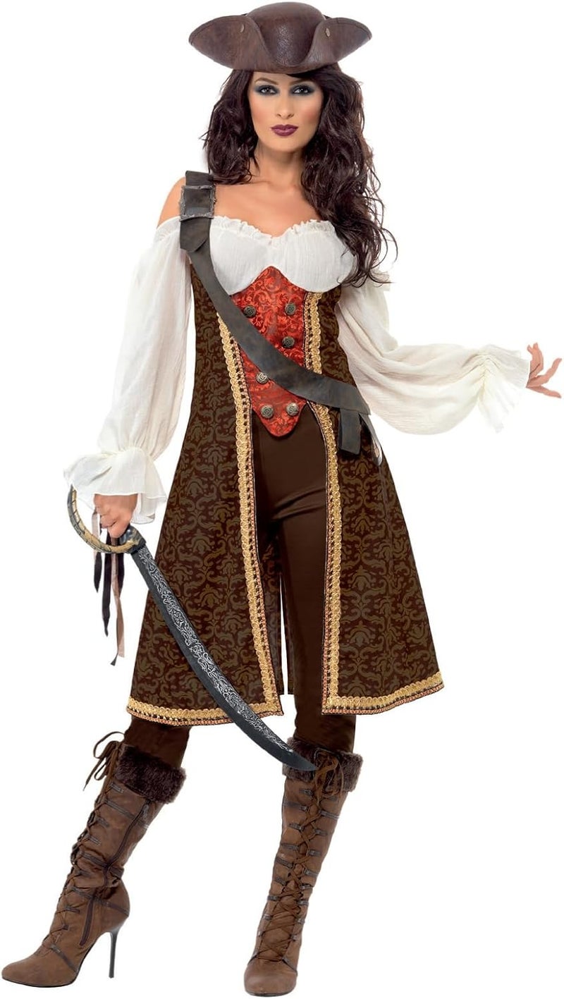 Smiffys High Seas Pirate Wench Costume, Brown, Large (UK Size 16-18) - Image 1