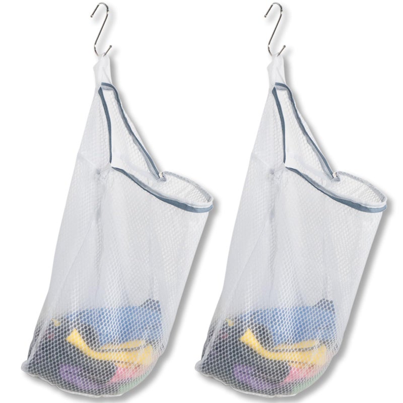 Cociat 2Pcs Mesh Hanging Laundry Bags for Washing Machine 15 X 12 inch Wash Bag for Clothes Delicates Lingerie with S Hooks - Image 2