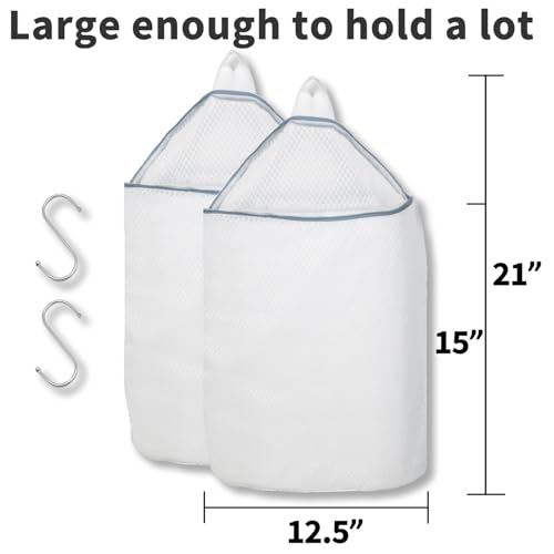 Cociat 2Pcs Mesh Hanging Laundry Bags for Washing Machine 15 X 12 inch Wash Bag for Clothes Delicates Lingerie with S Hooks - Image 3