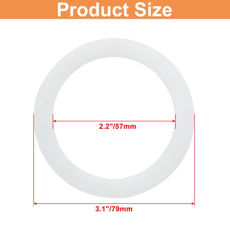 Coufce 8 PCS 2.2 Inch Silicone Sealing Rings Gaskets White Food Grade Rubber Seals Spare Silicone Replacement Gasket for Plastic Mason Jar Lids Glass Jars - Image 2