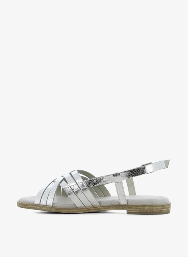 SJ Women's Solid Cross Strap Sandals with Buckle Closure