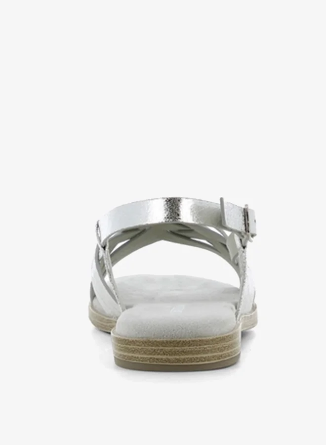 SJ Women's Solid Cross Strap Sandals with Buckle Closure