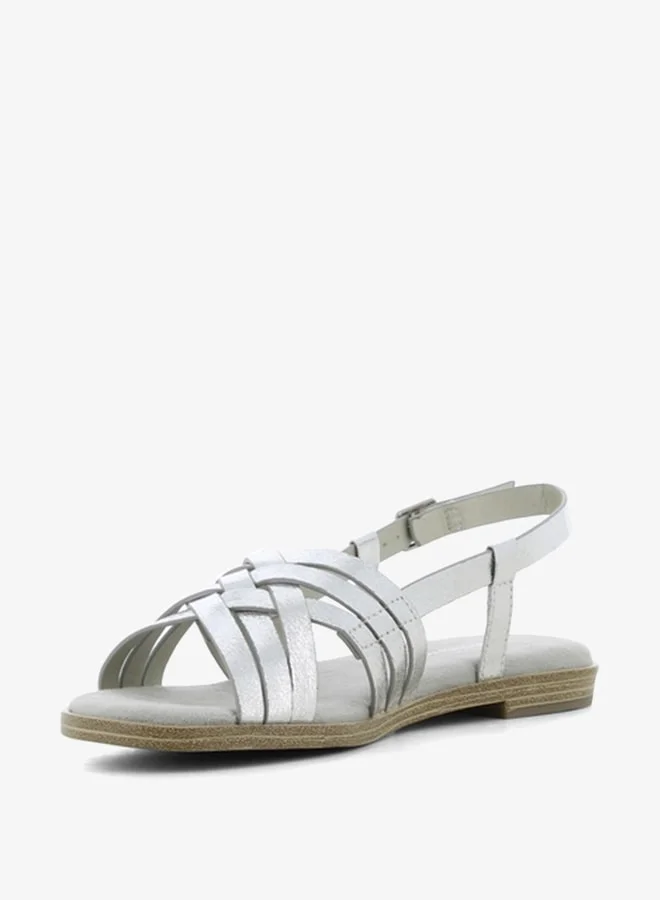 SJ Women's Solid Cross Strap Sandals with Buckle Closure