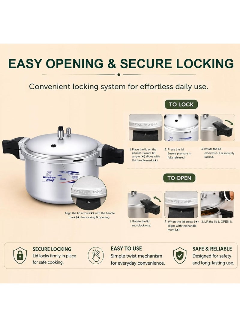 Kitchen King 20 ltrLiters kk Kitchen King Blaze Pressure Cooker, Safe, Durable Anodized Aluminium, Satin Finish, Pressure Control, Extra Safety, Indication Pin, Easy Opening, Controlled GRS, Heat Resistant Handle (20 Liters) silver - Image 3