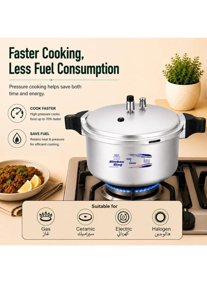 Kitchen King 20 ltrLiters kk Kitchen King Blaze Pressure Cooker, Safe, Durable Anodized Aluminium, Satin Finish, Pressure Control, Extra Safety, Indication Pin, Easy Opening, Controlled GRS, Heat Resistant Handle (20 Liters) silver - Image 4