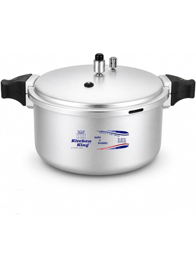Kitchen King 20 ltrLiters kk Kitchen King Blaze Pressure Cooker, Safe, Durable Anodized Aluminium, Satin Finish, Pressure Control, Extra Safety, Indication Pin, Easy Opening, Controlled GRS, Heat Resistant Handle (20 Liters) silver - Image 1