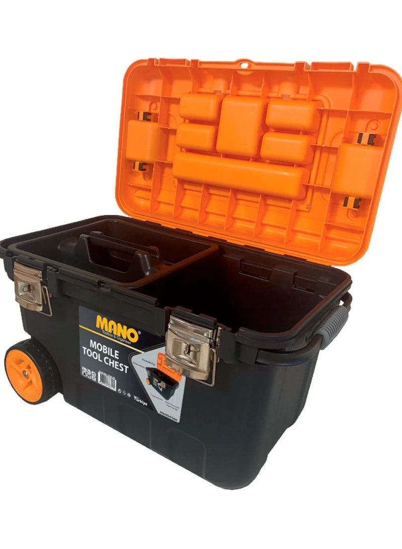 MANO TKM-28 Mobile Tool Chest with Metal Latch – 646x415x390mm Mano Toolbox with Wheels - Image 2