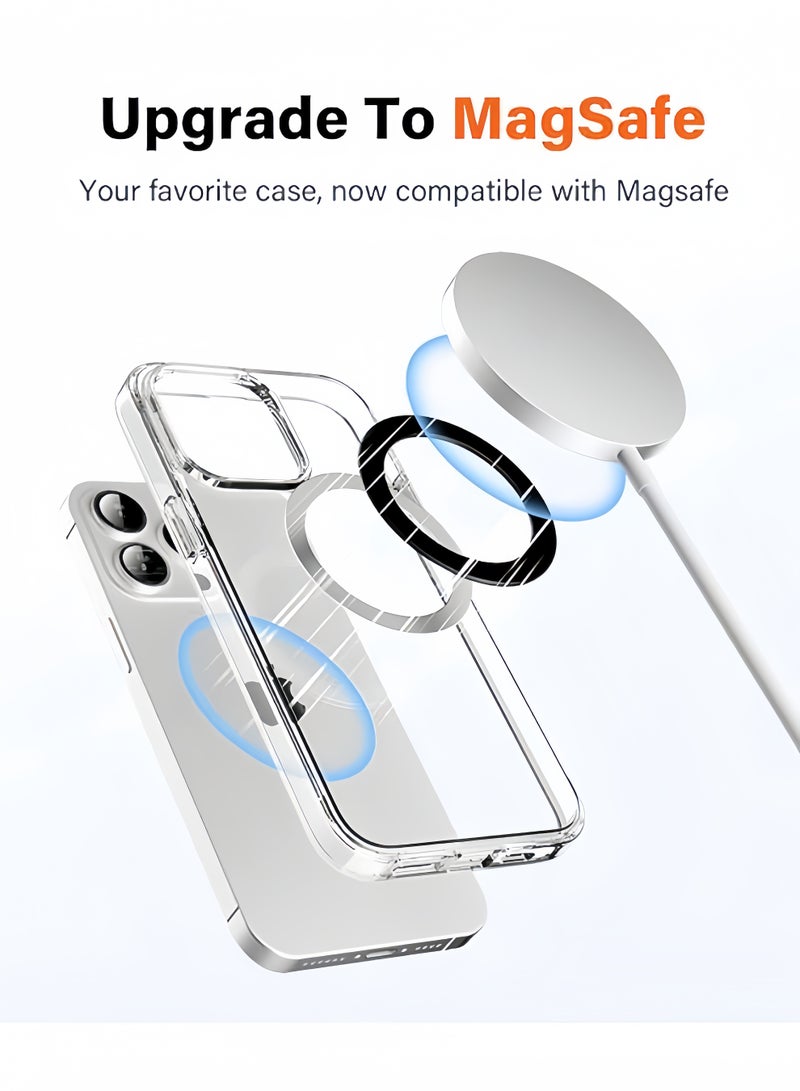 ملصقات حلقات MagSafe (عبوة من 6 قطع) - حلقات مغناطيسية مقاومة للخدش - تضيف وظيفة MagSafe لحافظات الهواتف والشحن اللاسلكي، مطلية بالمطاط، لون أسود - Image 3