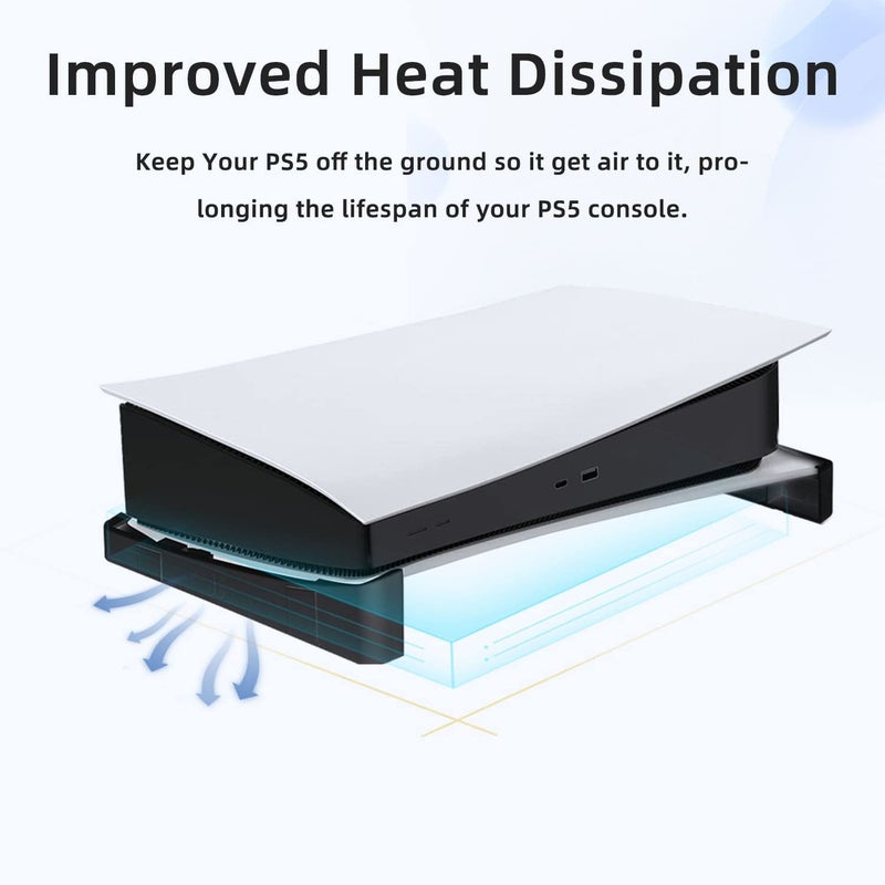 Mcbazel Horizontal Stand for PS5, Base Stand Accessories Compatible with PlayStation 5 Disc & Digital Editions - Black (NOT for PS5 Slim/Pro) - Image 4