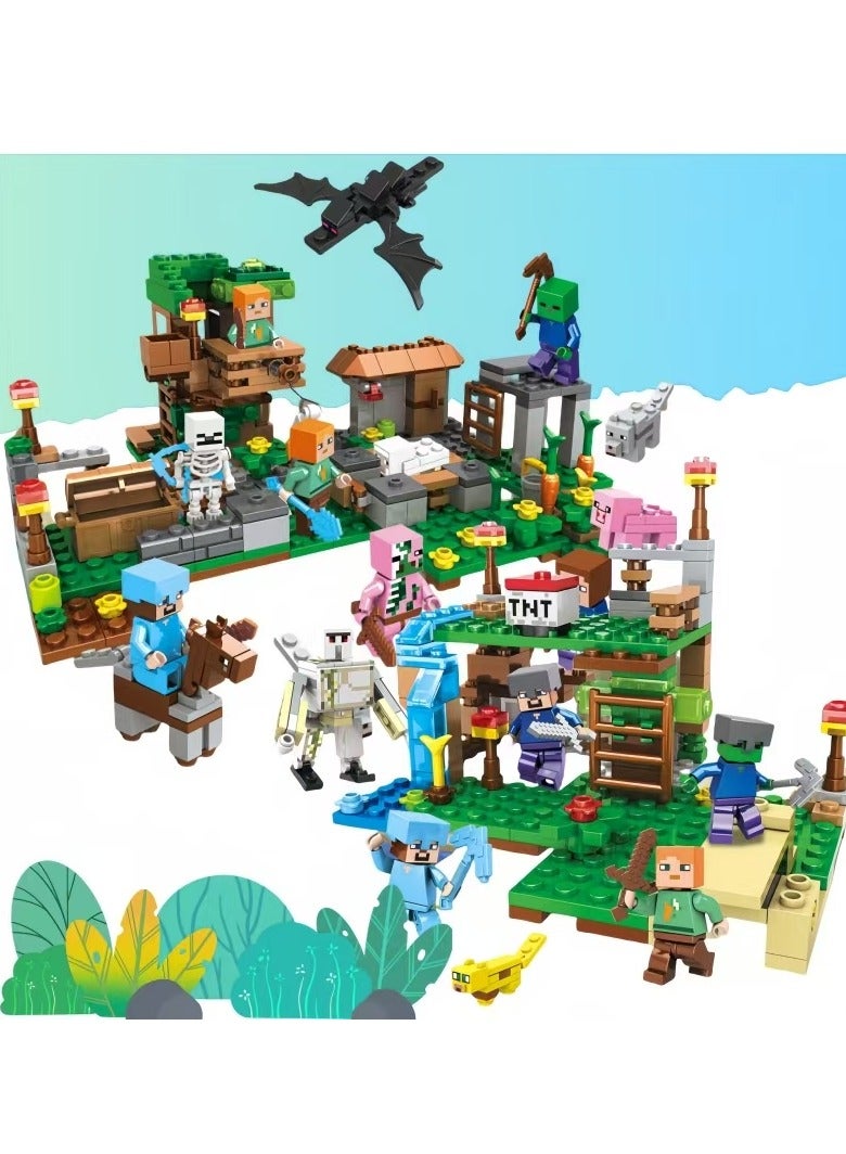 Game Blocks, 656 PCS The Deluxe Village Building Block Set with Children's Educational Game Accessories, Miniature World Building Toys Cube Construction, Puzzle Building Block Family Par  - Image 2