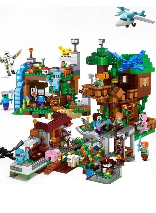 Game Blocks, 656 PCS The Deluxe Village Building Block Set with Children's Educational Game Accessories, Miniature World Building Toys Cube Construction, Puzzle Building Block Family Par  - Image 4