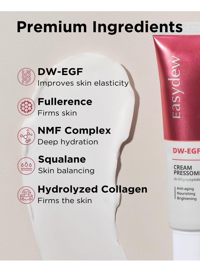 EASYDEW DW-EGF Peptide Pressome RX Cream - Korean Anti Aging Face Moisturizer for Firmness & Elasticity with EGF, Ceramide, Hyaluronic Acid - Soften & Reduce the Appearance of Wrinkles, 1.01oz. 3 Pack - Image 3