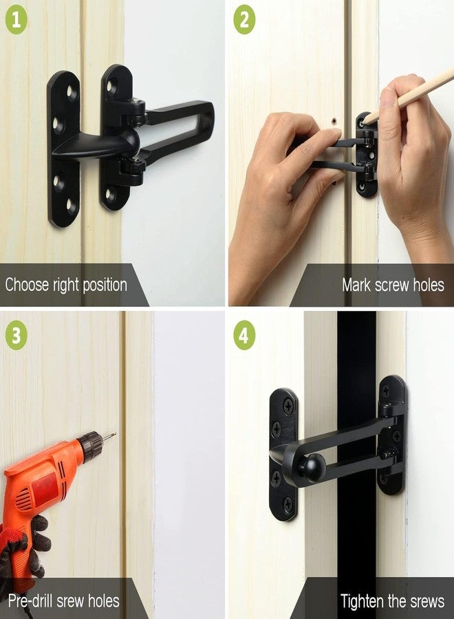 OMKRUSH 1Pack, Door Reinforcement Lock Latch Swing Bar Lock for Home Security Front Door Locks for Kids Thicken Solid Aluminium Alloy for Home Security, Hotel Latches.(Reinforcement Door Lock) - Image 3