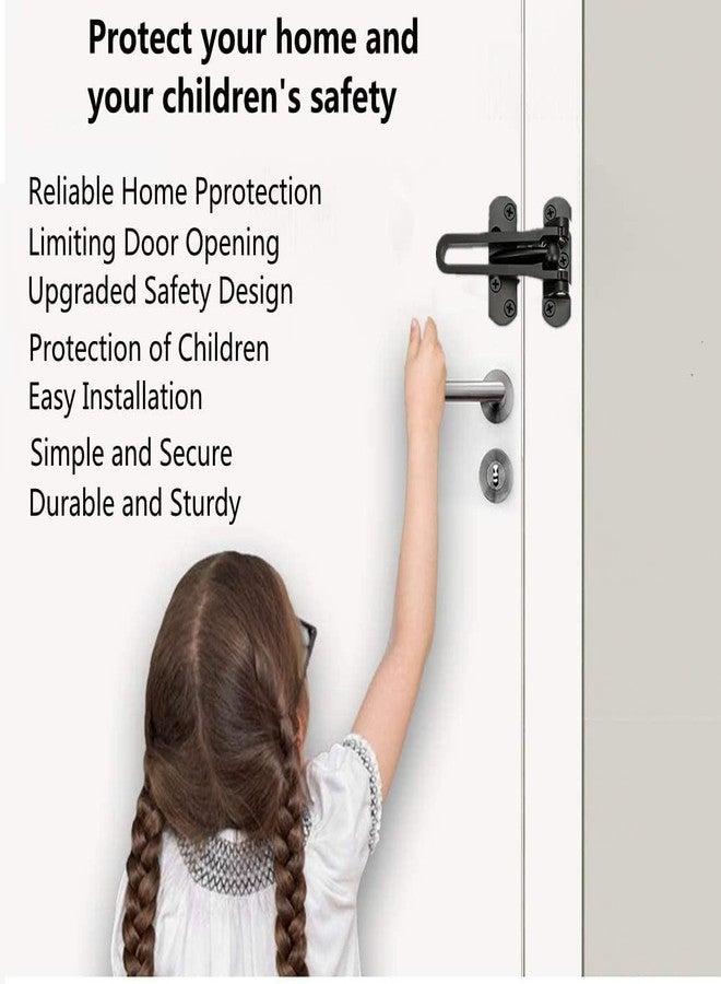 OMKRUSH 1Pack, Door Reinforcement Lock Latch Swing Bar Lock for Home Security Front Door Locks for Kids Thicken Solid Aluminium Alloy for Home Security, Hotel Latches.(Reinforcement Door Lock) - Image 4