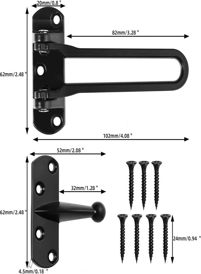OMKRUSH 1Pack, Door Reinforcement Lock Latch Swing Bar Lock for Home Security Front Door Locks for Kids Thicken Solid Aluminium Alloy for Home Security, Hotel Latches.(Reinforcement Door Lock) - Image 2